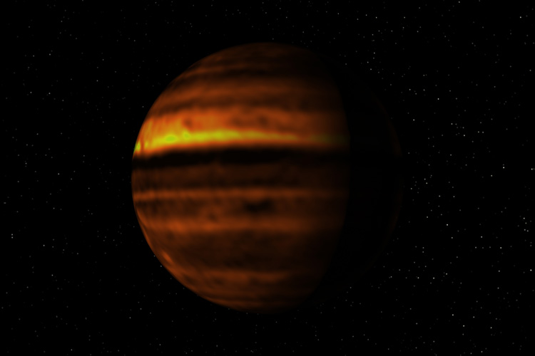 Imagen de ALMA que muestra la distribución de gas amoniaco debajo de la capa de nubes de Júpiter